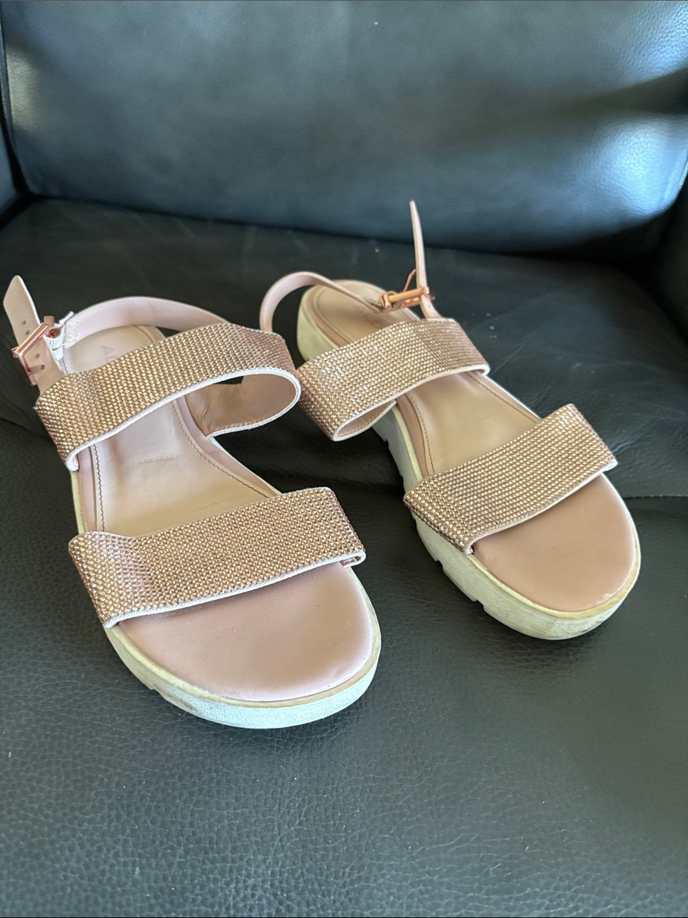 Aldo Blush Pink Embellished Platform Sandals